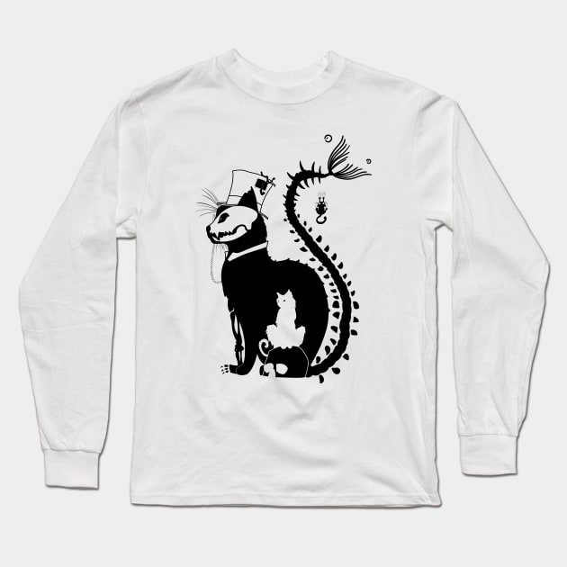 Black Cat Long Sleeve T-Shirt by DigitalinkMcr